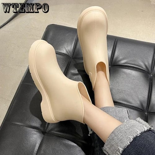 WTEMPO Women s Short Tube Rain Shoes Waterproof Solid Color and