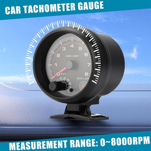 Tachometer Gauge 3.75" Auto Tachometers With Shift Light 08000 RPM For