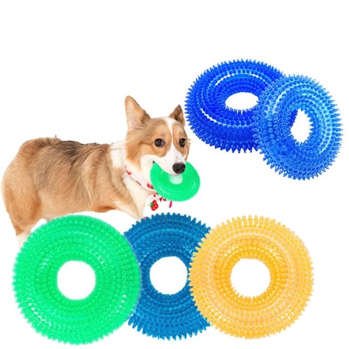 Durable Dog Chew Toys Rubber Squeaker Aggressive Teeth Cleaning