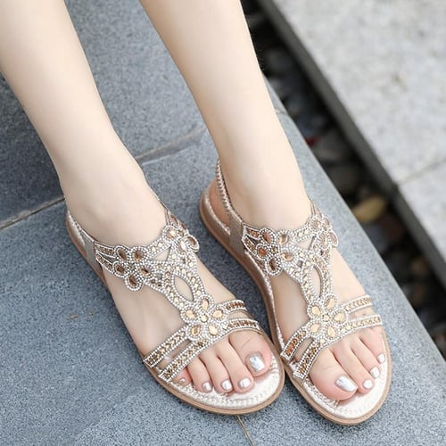 Comfortable rhinestone sandals best sale