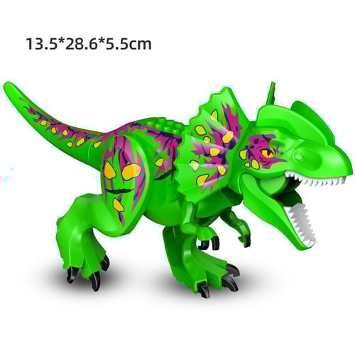 Green Double Ridge Dragon Building Blocks Large Dinosaur Model