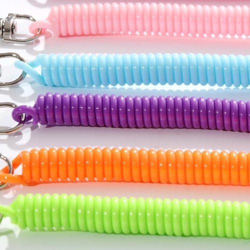 Elastic Spring Rope Key Chains Key Rings Silver Color Metal