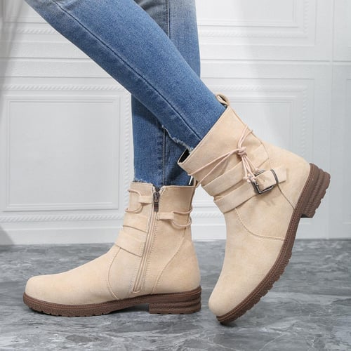Womens Classy Elegant Ankle Boots Adjustable Buckled Bands Side
