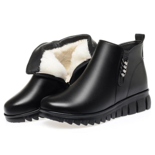 Mother Winter Boots Wedges Large Size Ladies Short Boots Shiny