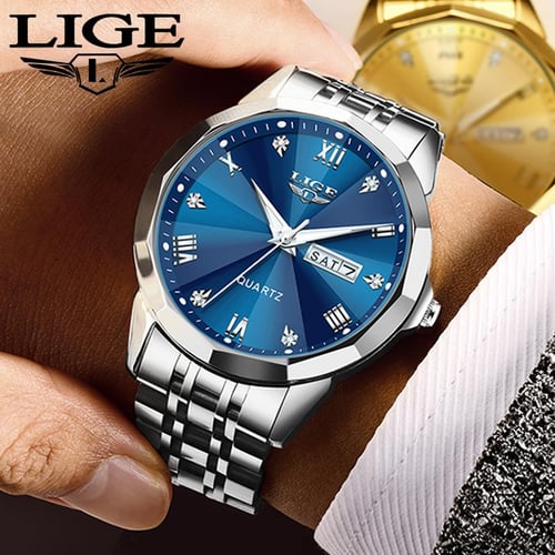 LIGE New Men s Fashion Watch Luxury Business Quartz Watch