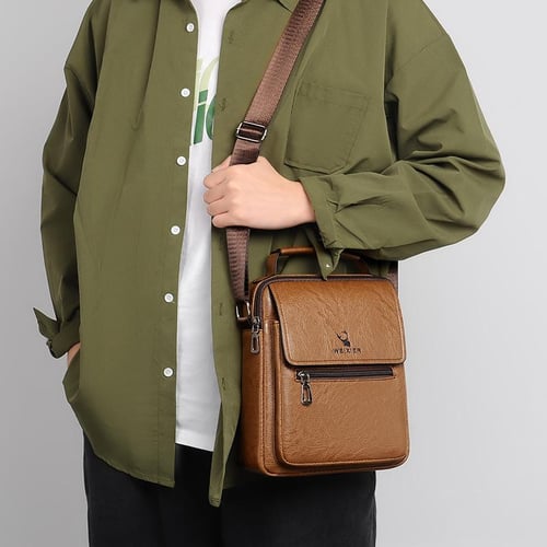 WEIXIER Luxury Brand Vintage Man Bags Leather Shoulder Bag for Men