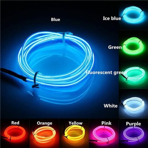1 PC Colorful EL Light LED Soft Tube Wire Neon Glow Car Rope Strip