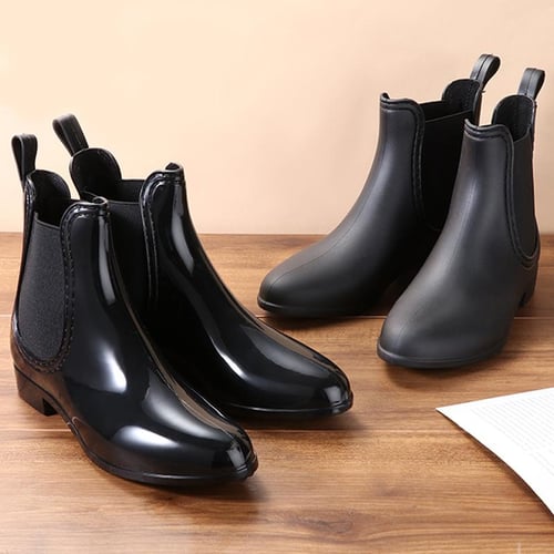 Fashion Chelsea Low Rain Shoes Women Rubber Shoes Rain Boots Water