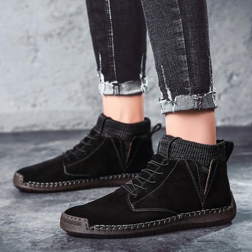 SU Retro Boots Men s Casual Shoes Breathable Socks Locomotive