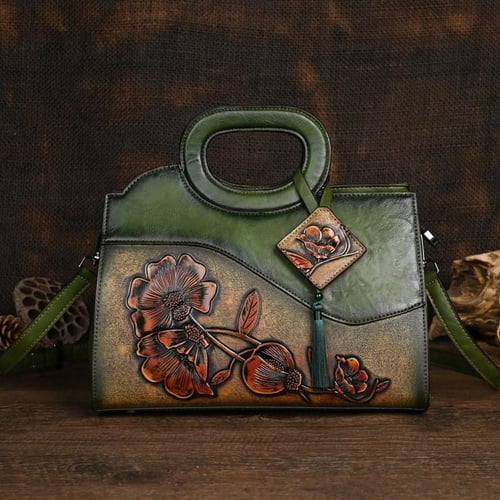 Vintage embossed leather bag sales