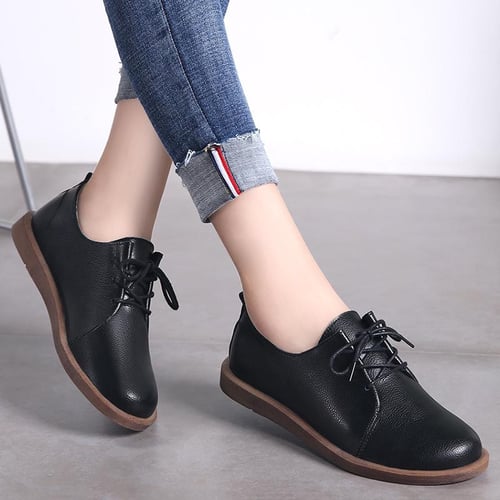 Ladies soft leather discount lace up shoes