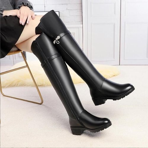 Winter Boots Women Knee High Long Boots Genuine Leather Waterproof Women Thigh High Boots Large size women s boots buy Winter Boots Women Knee High