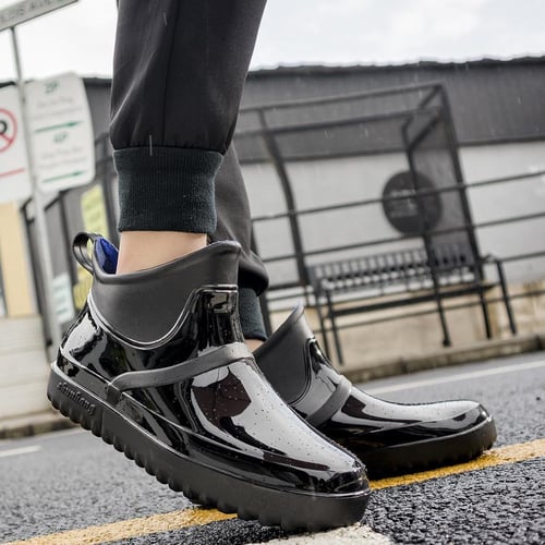 Men s Waterproof Ankle Rain Boots Rubber Non slip Car Wash Kitchen
