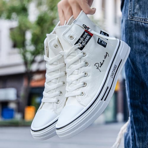 Men s Trending High top Canvas Shoes Male Casual Cool Street Style Shoes Hip Hop Sneakers for Teens buy Men s Trending High top Canvas Shoes Male
