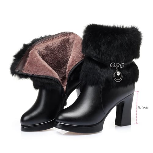 Rabbit fur new arrivals lined boots