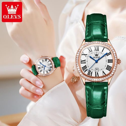 OLEVS Brand Watch Barrel shaped Diamond encrusted Shi Ying Ladies