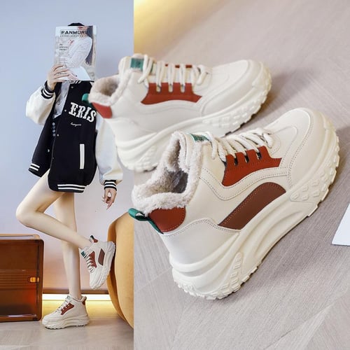 Women s Winter Warm High Top Sneakers Outdoor Slip On Faux Fur
