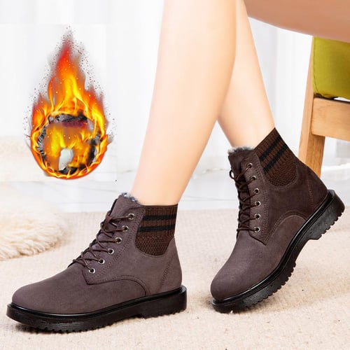 New Winter Lace Up Women s Short Boots Trendy Warm Women s Shoes