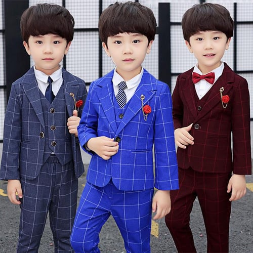 Children s Cloting Sets Kids British Gentleman Vest Three piece Dress Suits Boy Suit Wasit Coat Suit Jacket Suit Pants Outfits 3 color 1 9 Years