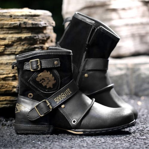 Mens cowboy best sale boots with buckles