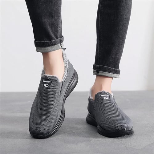 Men s Winter Fleece Lined Sneakers Outdoor Warm Running Work
