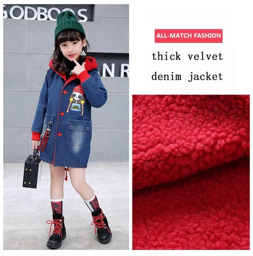 Plus velvet denim jacket thick jacket top imitation lamb cotton coat cotton clothing