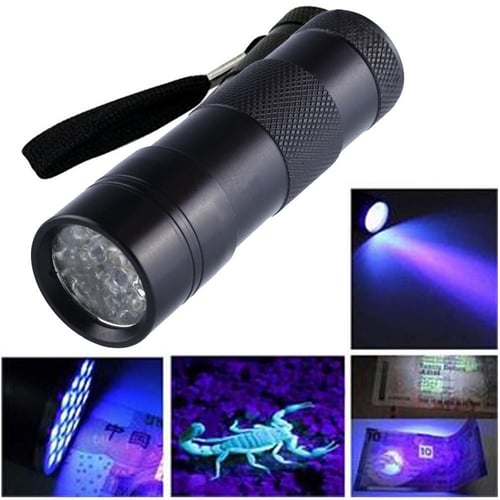 Ramidos Black Mini Aluminum UV Ultra Violet Torch 12LED Flashlight