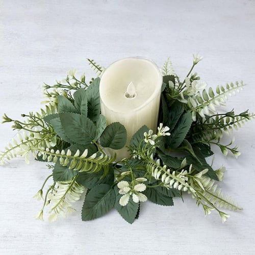 25CM Wedding Candle Rings Artificial Greenery Wreath Wedding For