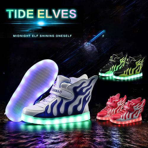 Children Led Light Up Sneakers For Kids USB Charging Sole Luminous