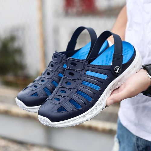 Men's beach sandals cheap hollow shoes