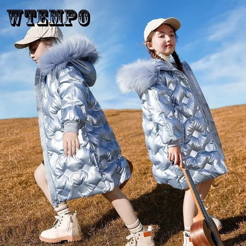 Girls Warm and Windproof Down Padded Jacket Mid length Girls Plus