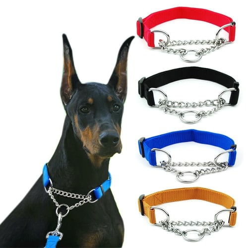 Welded Link Chain Pet Nylon Slip Pinch Collar Dog Training