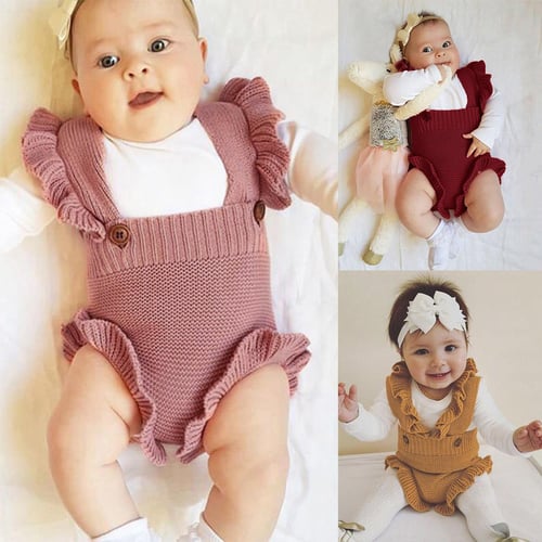 Infant Newborn Baby Girls Boys Ruffle Crochet Warm Knit Sweater