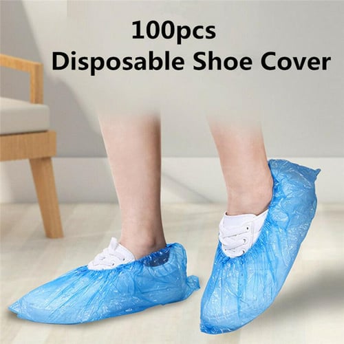 100 PCS Waterproof Boot Covers Disposable Shoe Cover Elastic