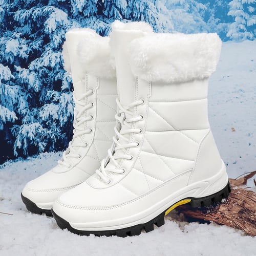 TUINANLE White Ankle Boots Women Winter Shoes Keep Warm Non slip