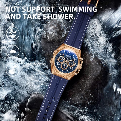 MEGIR Rose Gold Stainless Steel Case Luxury Sports Men Watches