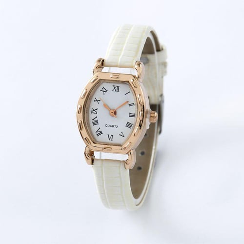 Vintage Simple Women Quartz Watches Clock Retro Fashion Solid Color Faux Leather Thin Band Belt Strap Wrist Watch buy Vintage Simple Women Quartz
