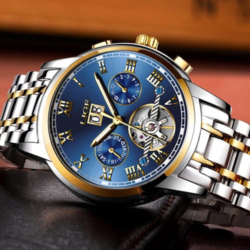 LIGE New Mechanical Men Watches Top Brand Luxury Business Watch