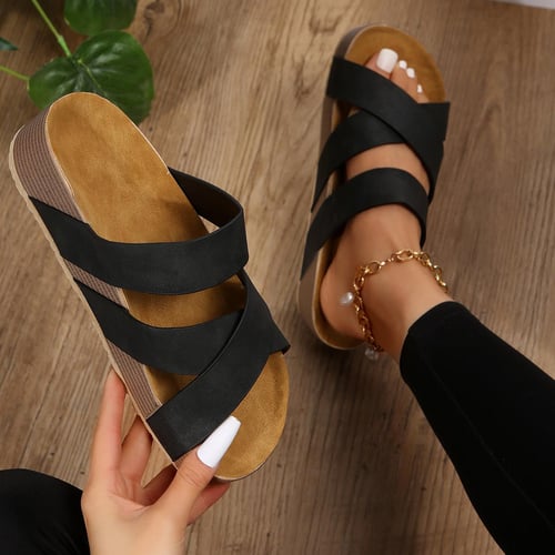 Fashion vintage woven flat slippers top