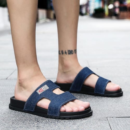 Sagit Mens Beach Slippers Solid Hook Hollow Out Casual Breathable
