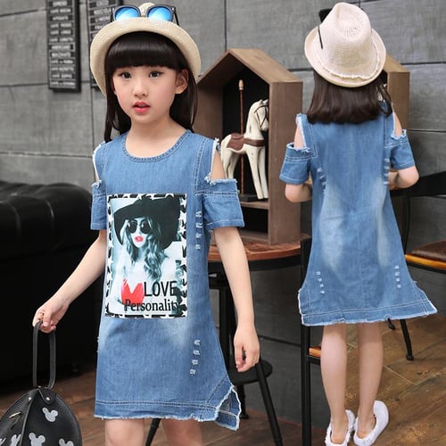 Girls blue sale jean dresses