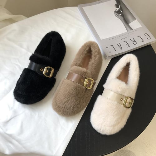 Fuzzy loafers on sale