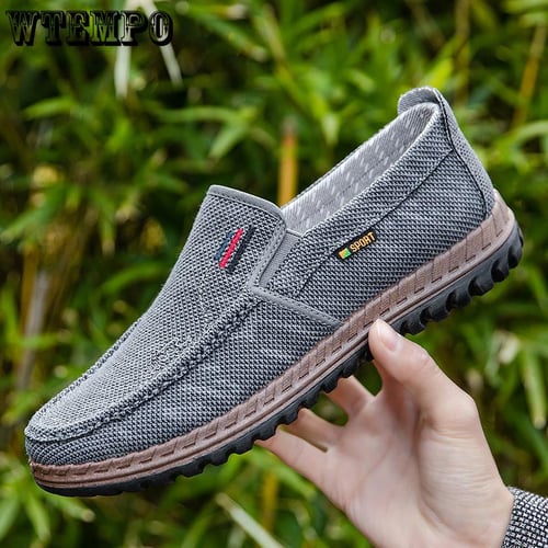 Men old beijing style canvas clearance breathable lace up casual driving shoes