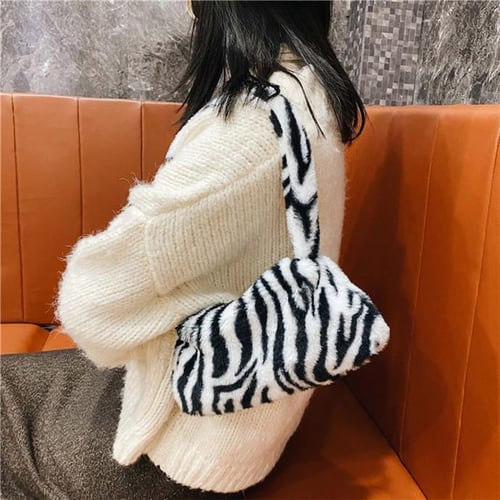 Fluffy hotsell zebra bag