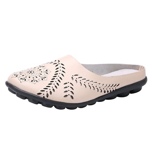Women Gracosy Clogs Shoes Leather Loafers Slip On Mules Antil Slip
