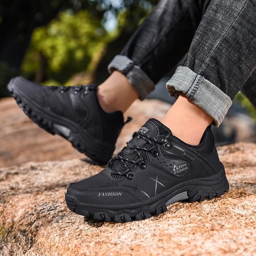 Men s Hiking Boots Waterproof Leather Boots Non slip Large Size
