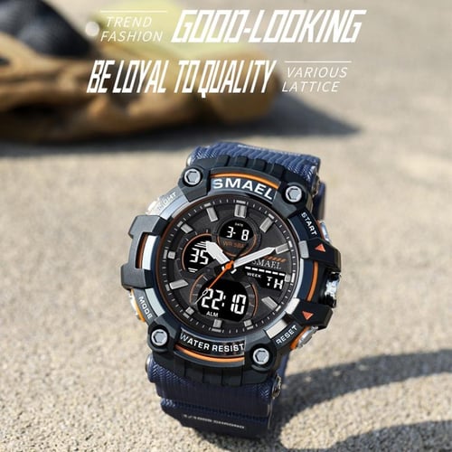 SMAEL Brand Sport Watch Men Quartz Wristwatches Waterproof Dual