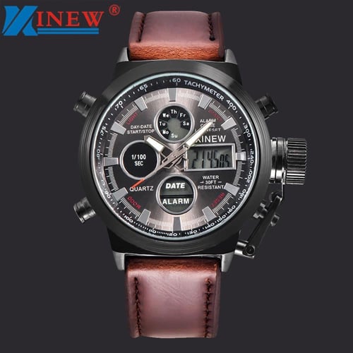 Men s Quartz Sports Military Army Analog Stainless Steel Wrist LED
