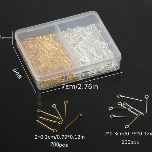 400pcs box Flat Head Pins Head Eye Pins Gold and Sliver Jewelry