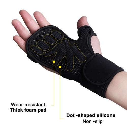 1 Pair Weight Lifting Gloves Adjustable Wrist Wrap Half Finger Full Palm Protection Anti slip Gym Workout Training Cycling Hand Guard Protector buy